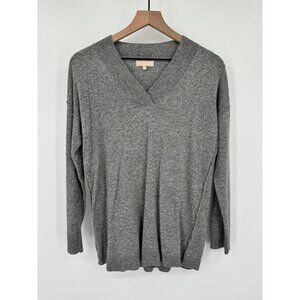 Benedetta B Merino Wool Cashmere Sweater Women Small Gray V-Neck Long Sleeve